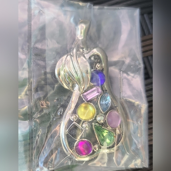 Multi Color Jewel Silver Tone Pear Brooch Pin - Picture 1 of 2